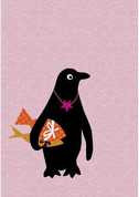 Pinguin mit Fischgeschenken
