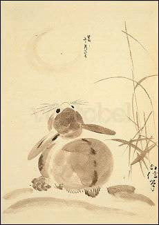 Shoshin Hitsu, Hase betrachtet den Vollmond