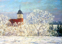 Walter Bertelsmann, Worpsweder Kirche im Schnee Walter Bertelsmann, Worpsweder Kirche im Schnee