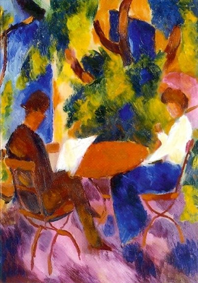 August Macke, Paar am Gartentisch