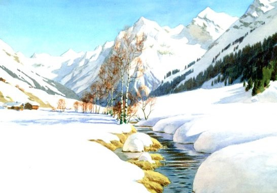 Kessler, Carl, Spätwinter bei Klosters (Graubünden) fd-9224